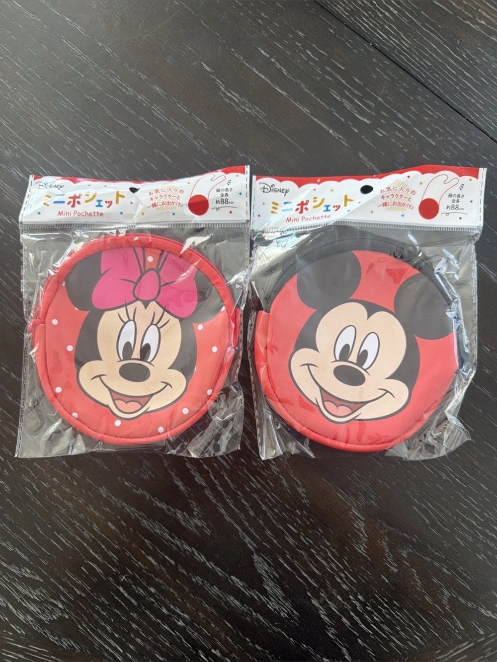 Disney Japan Minnie & Mickey Round Mini Pouches - Red, Black, Pink